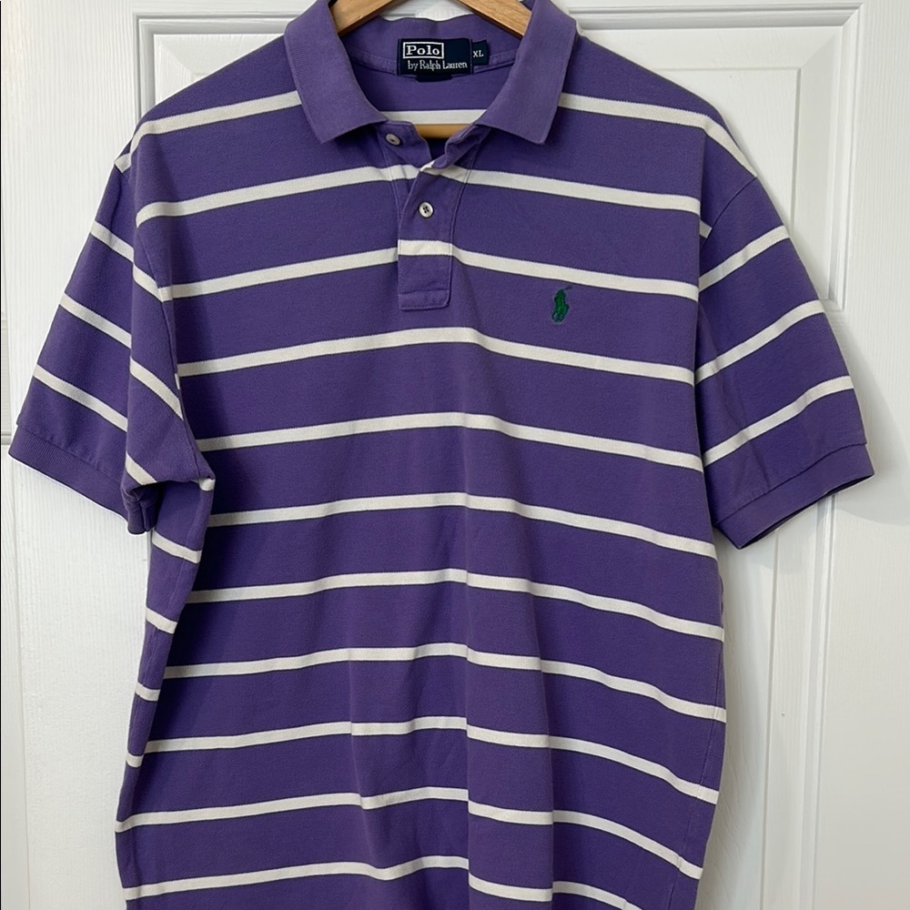 Polo by Ralph Lauren Purple and White Striped Polo Shirt